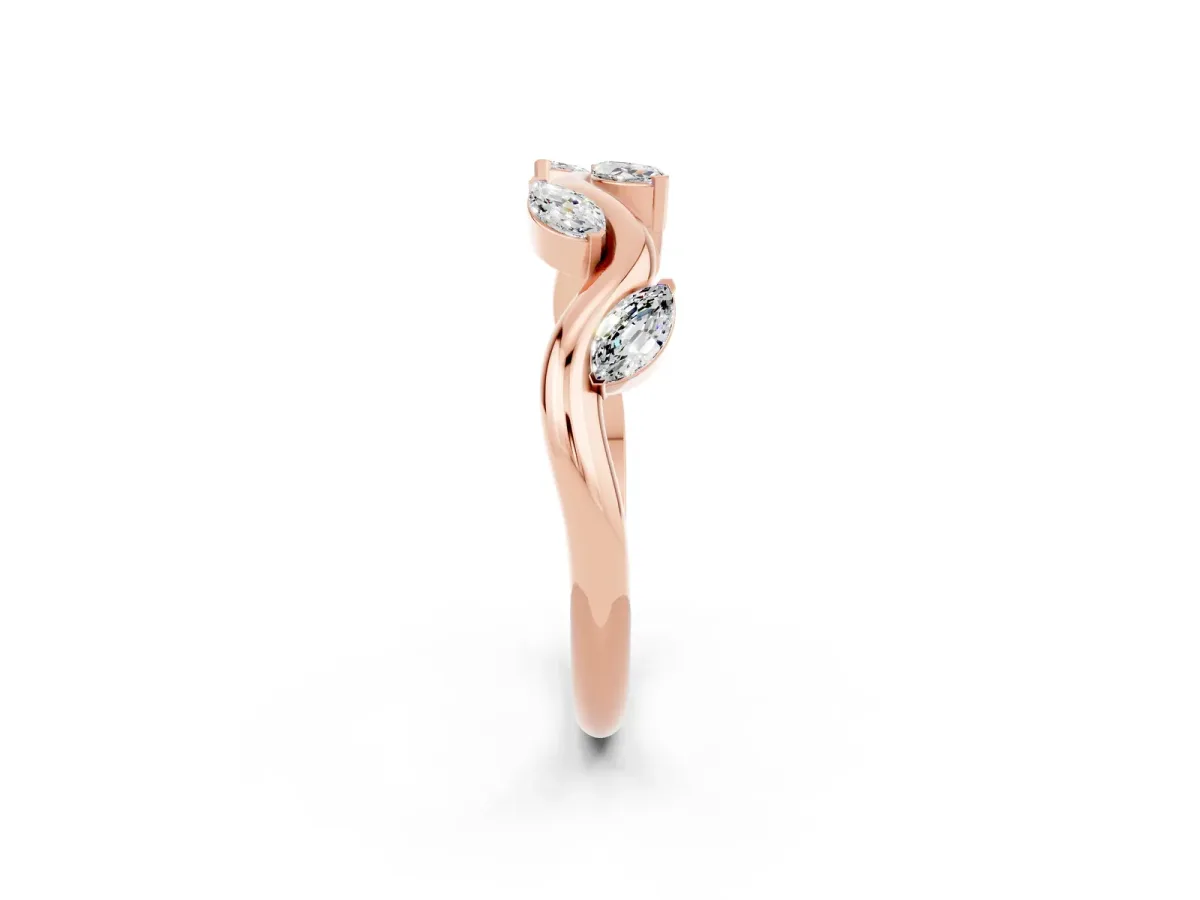 Marquise Moissanite Twisted Band with Prong Setting Rose gold