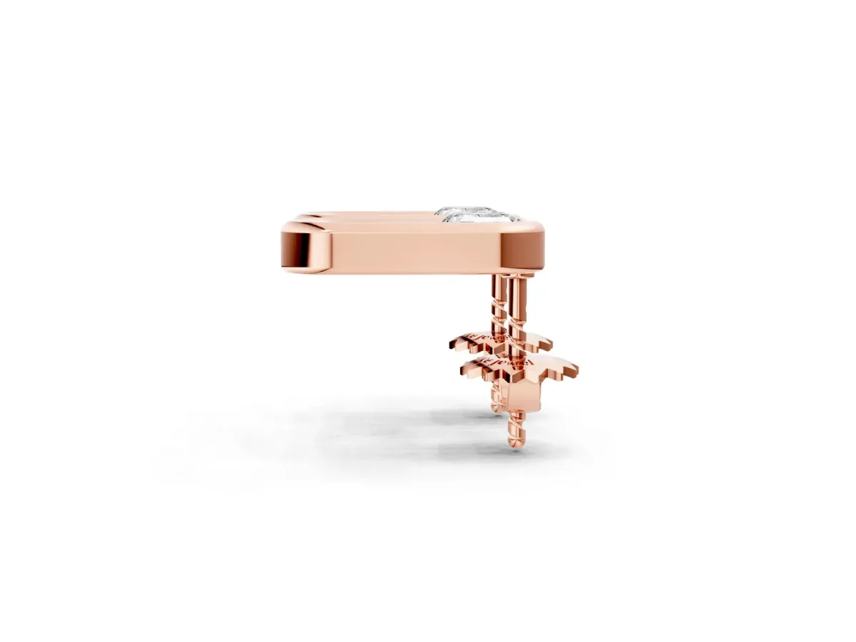Emerald Diamond Open Frame Stud Earrings Rose gold