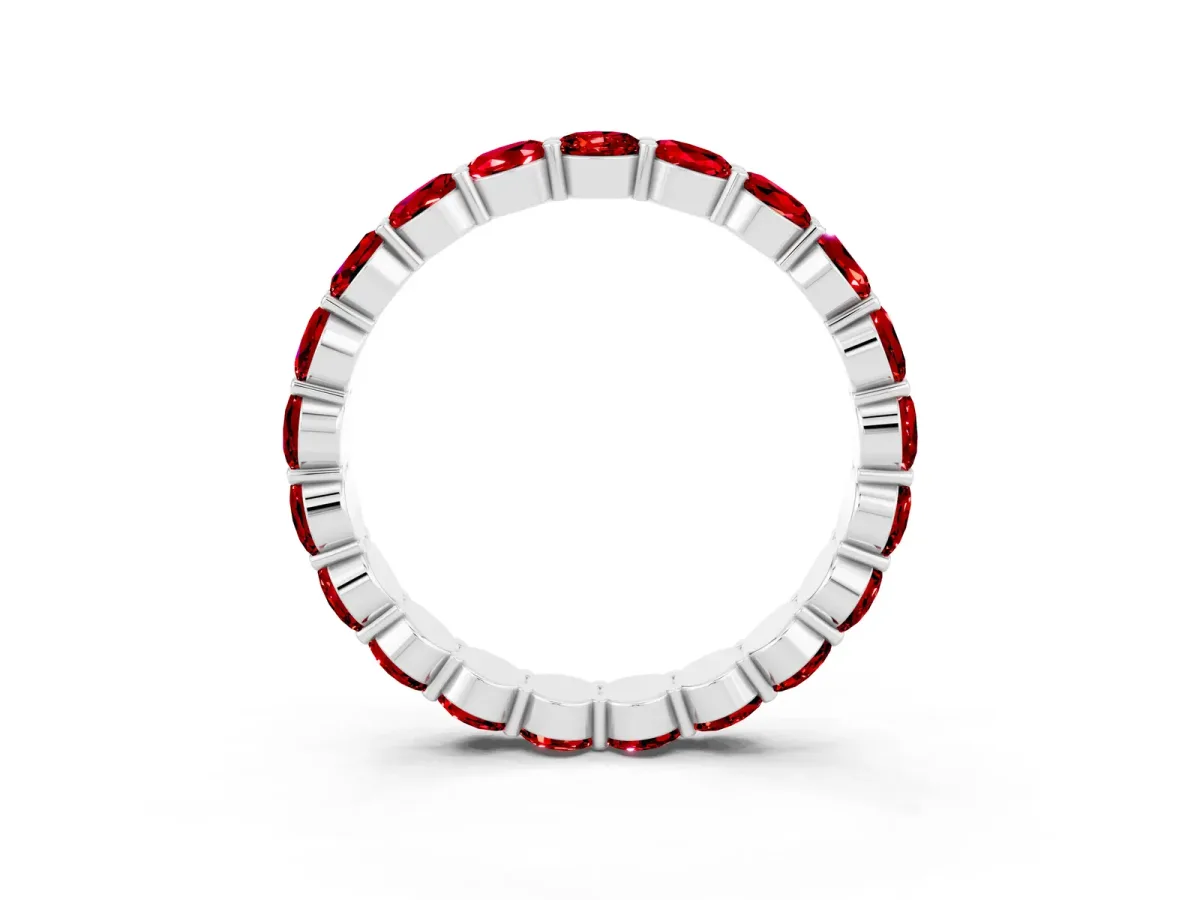Round Ruby Eternity Band with U-Prong Setting Silver