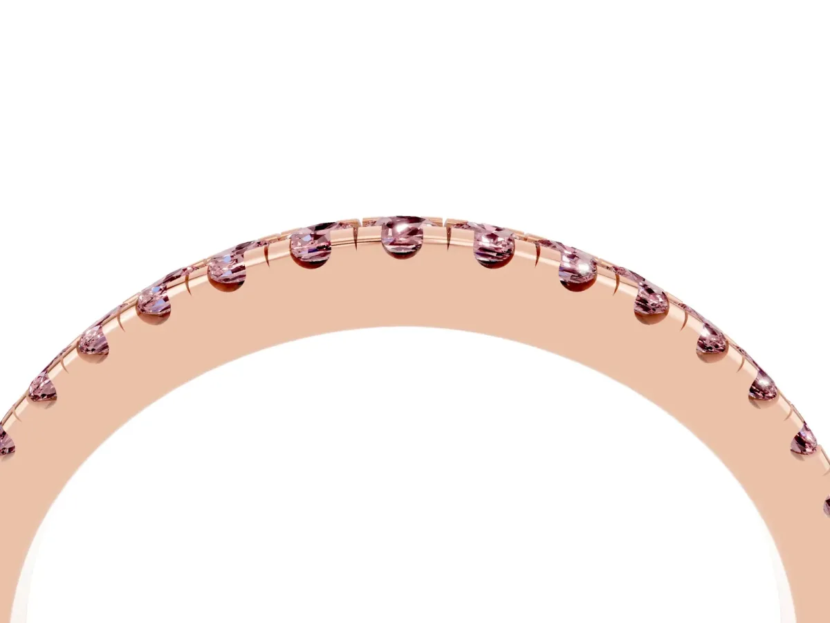 Round Morganite Pavé Half Eternity Band with Shared Prong Setting Rose gold