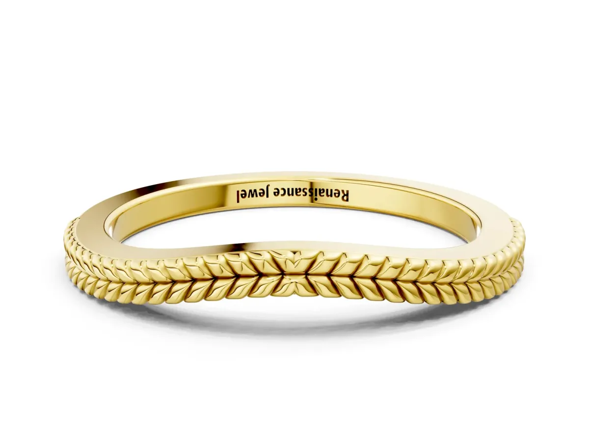 Milgrain Twist Contour Wedding Band Yellow gold