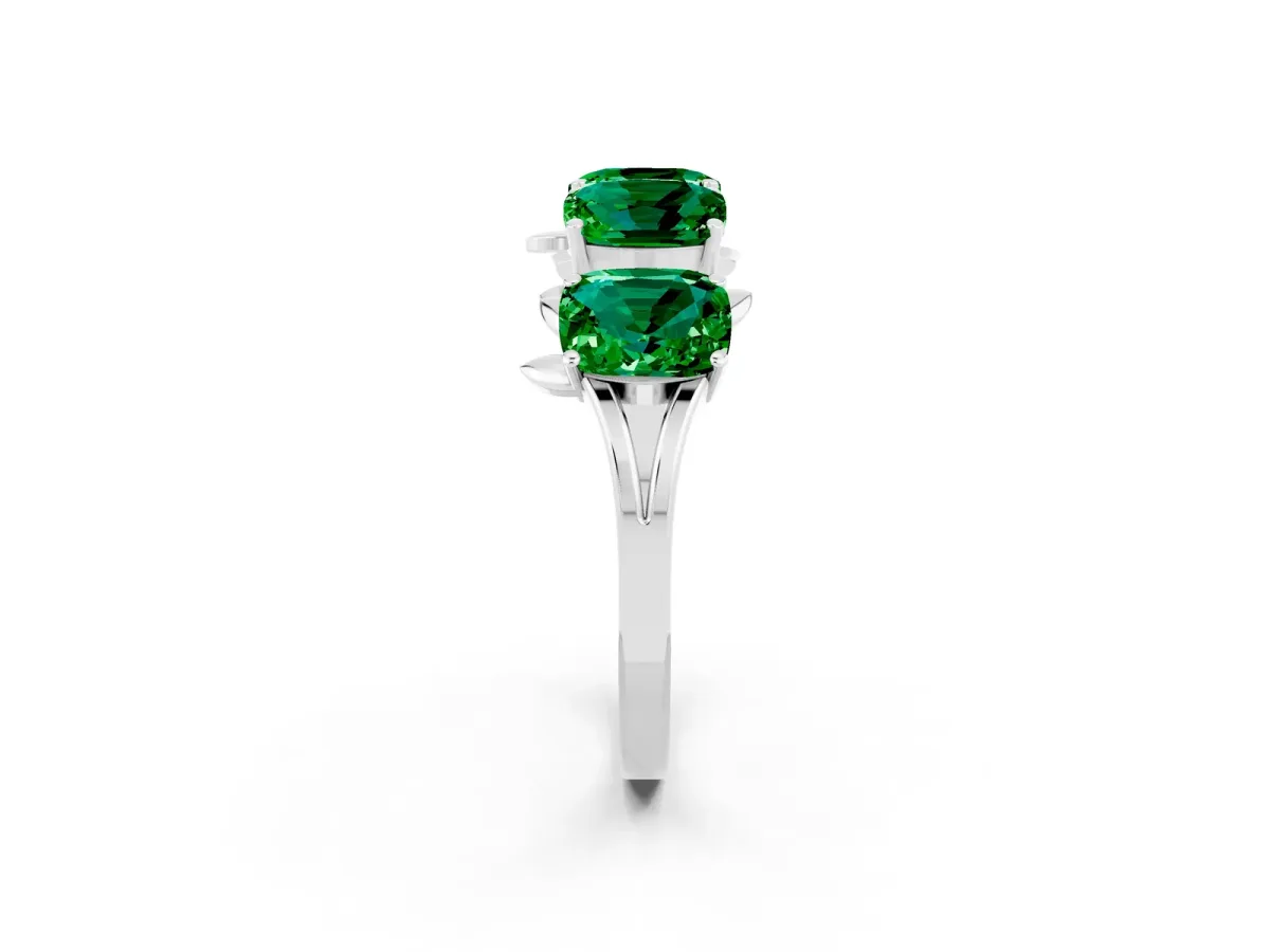 Emerald Cut Emerald Prong-Set Half Eternity Band White gold