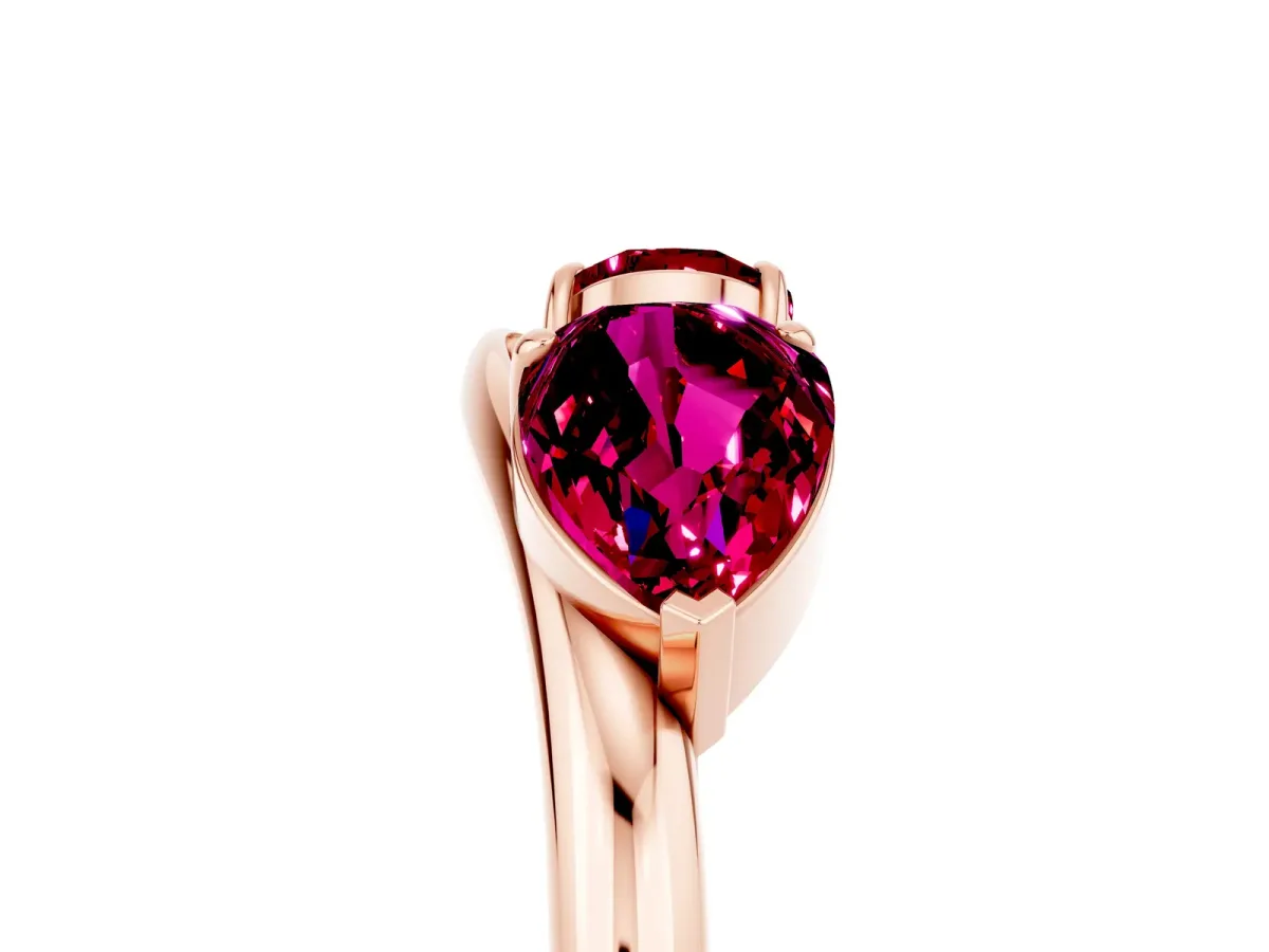 Two-Stone Pear Garnet Bypass Ring with Prong Setting Rose gold