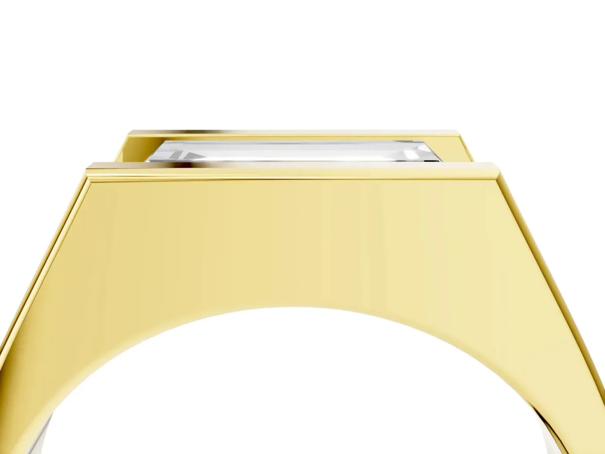 Baguette Diamond Geometric Solitaire Ring Yellow gold