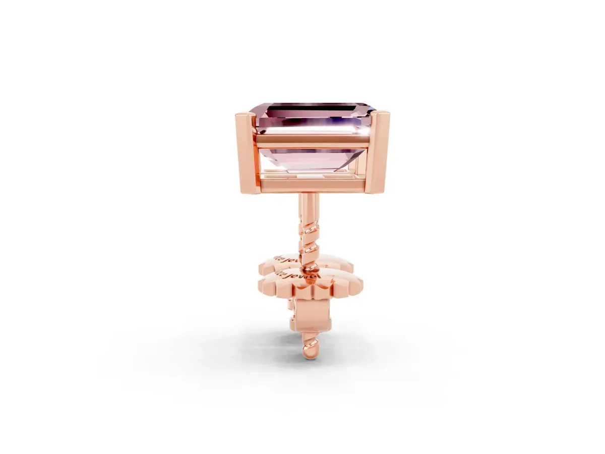 Emerald Cut Morganite Stud Earrings Rose gold