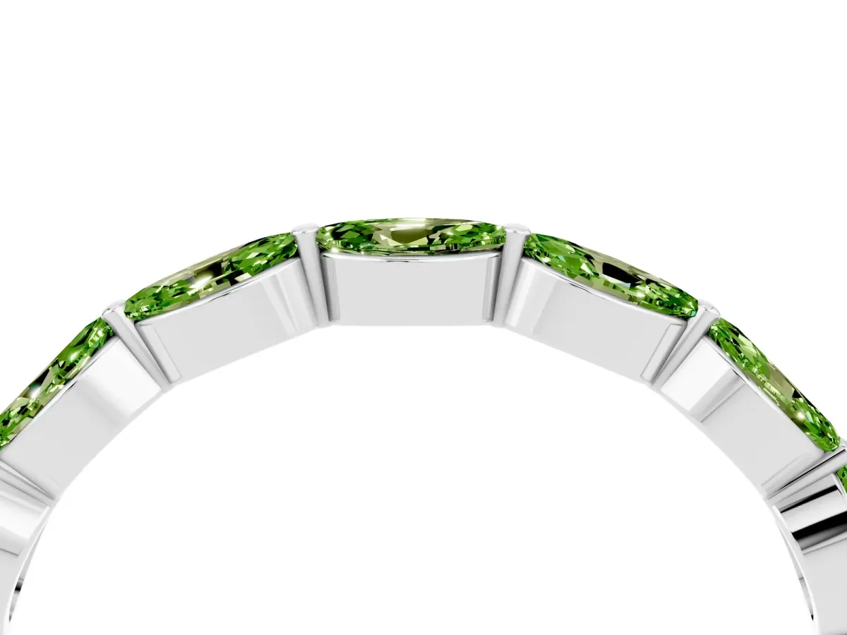 Marquise Peridot Half Eternity Band with Prong Setting Silver