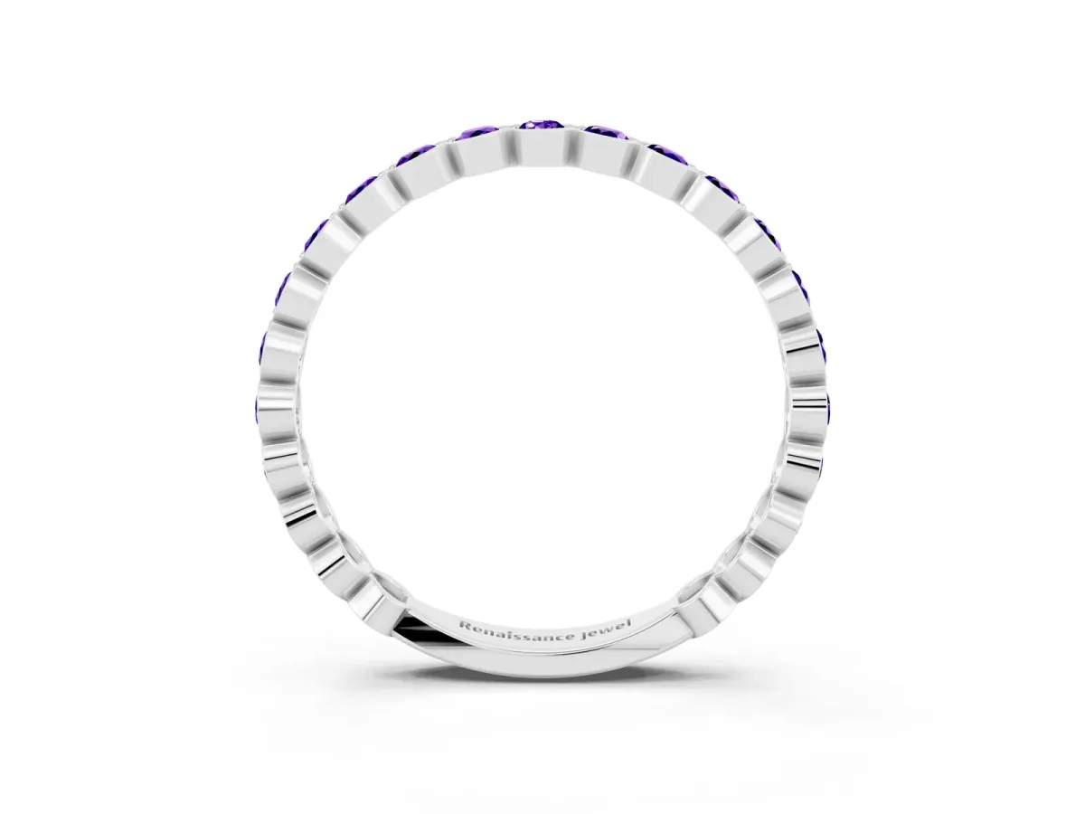 Round Tanzanite Bezel Set Eternity Band Platinum