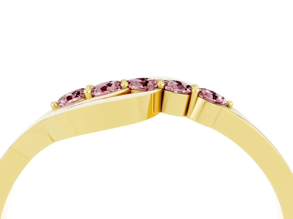 Five-Stone Round Morganite Crossover Band with Prong Setting Yellow gold