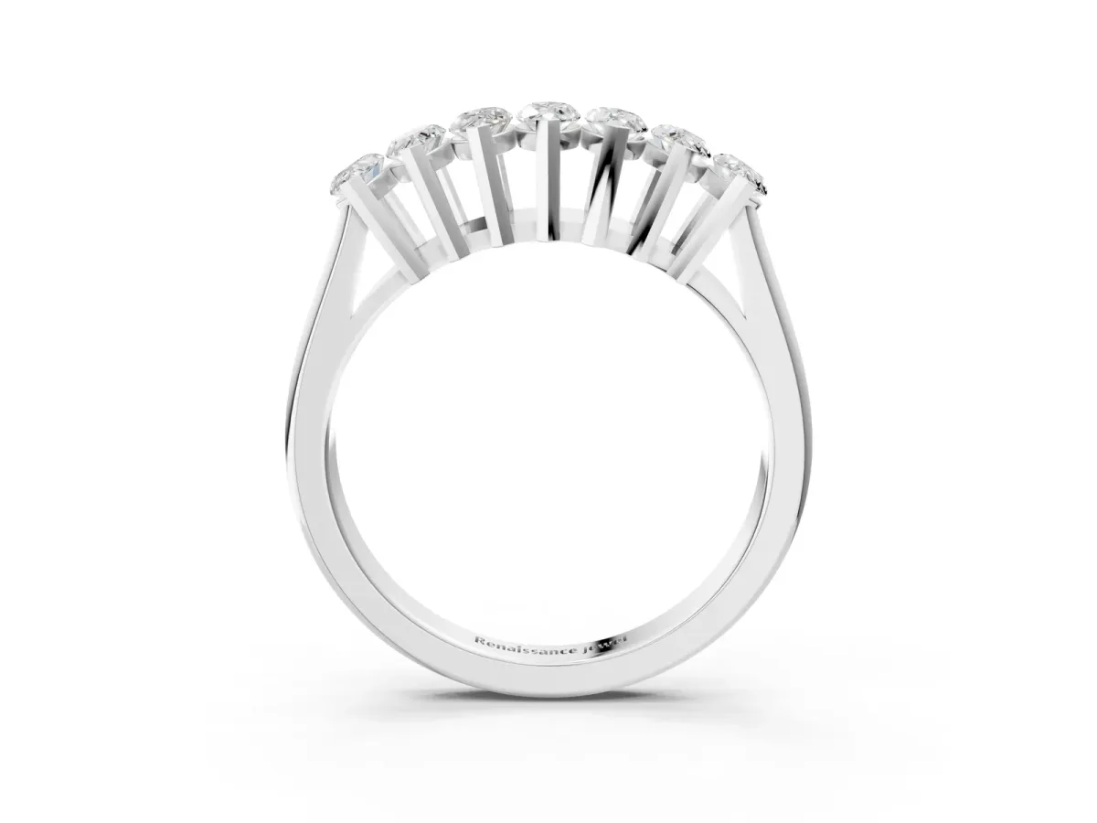 Marquise Diamond Prong Set White Gold Curved Band Silver