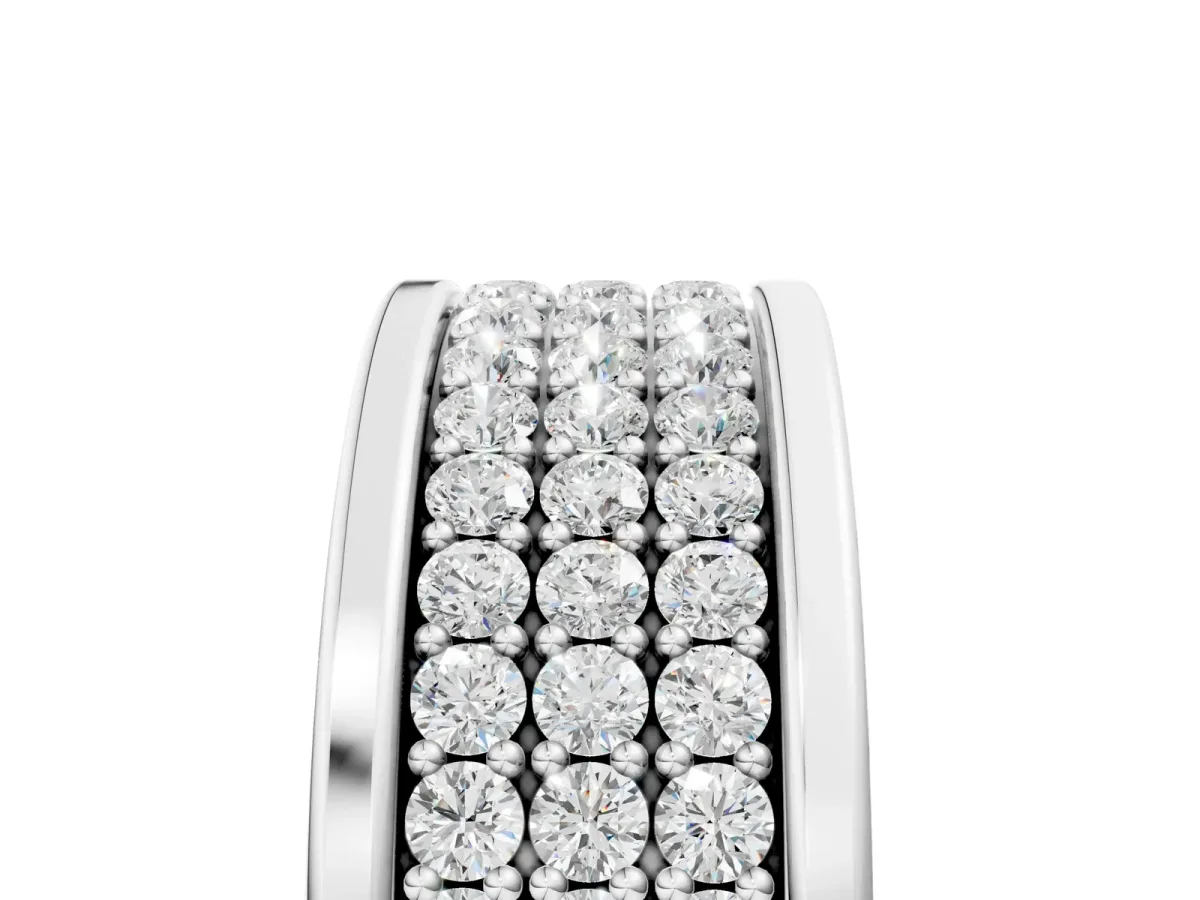 Round Diamond Multi-Row Pavé Mens Band Platinum