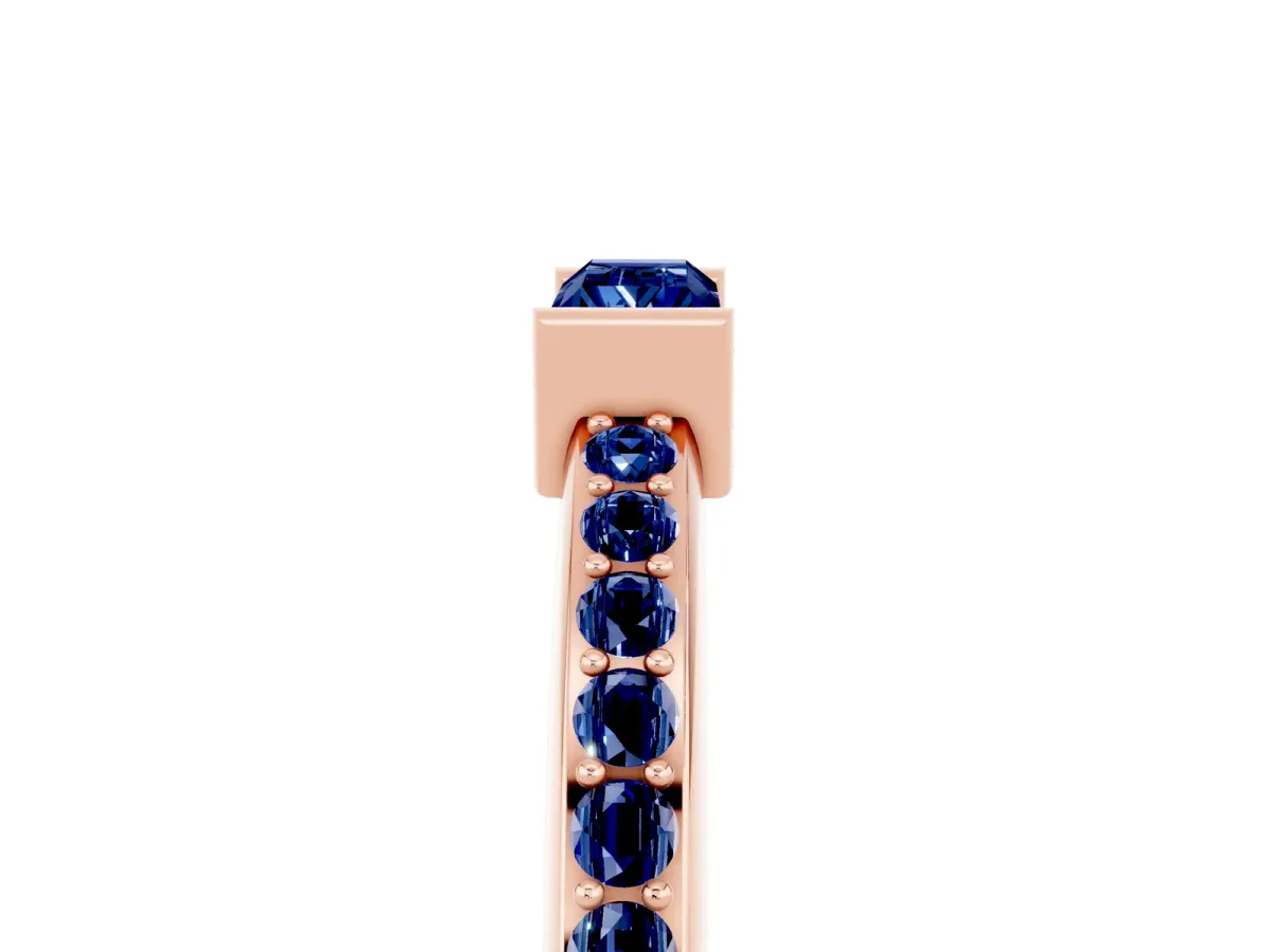 Baguette Blue Sapphire Pavé Band with Bar Setting Rose gold