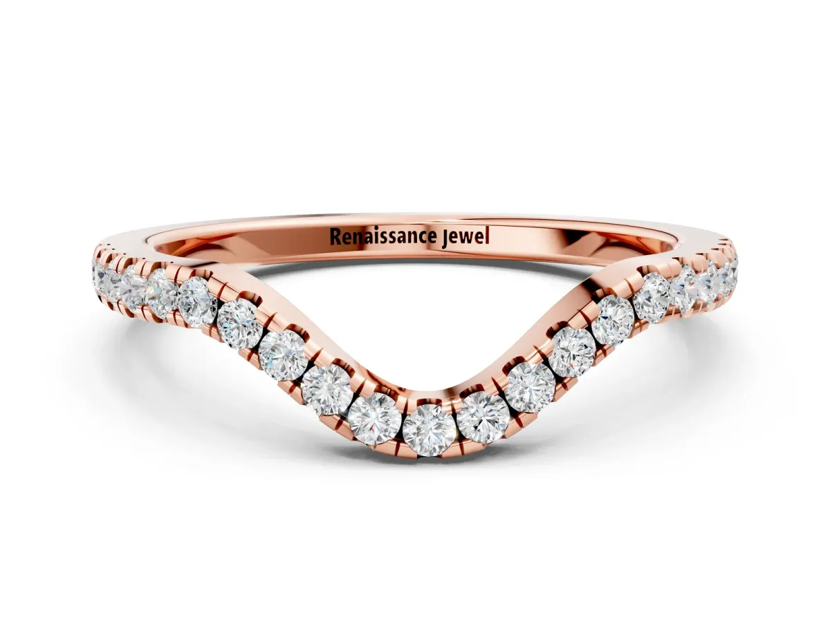 Pavé Round Diamond Infinity Twist Band with Shared Prong Setting Rose gold