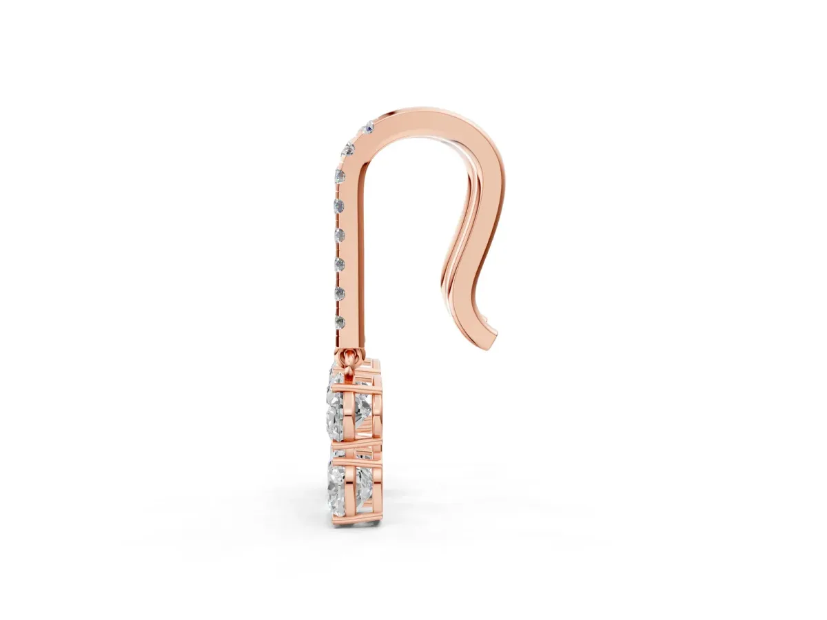 Oval Cut Diamond Multi-Shape Hook Drop Earrings Rose gold