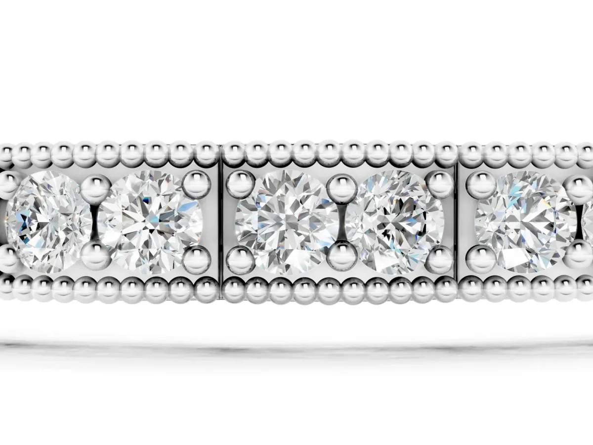 Round Cut Milgrain Tennis Bracelet with Box Setting Silver