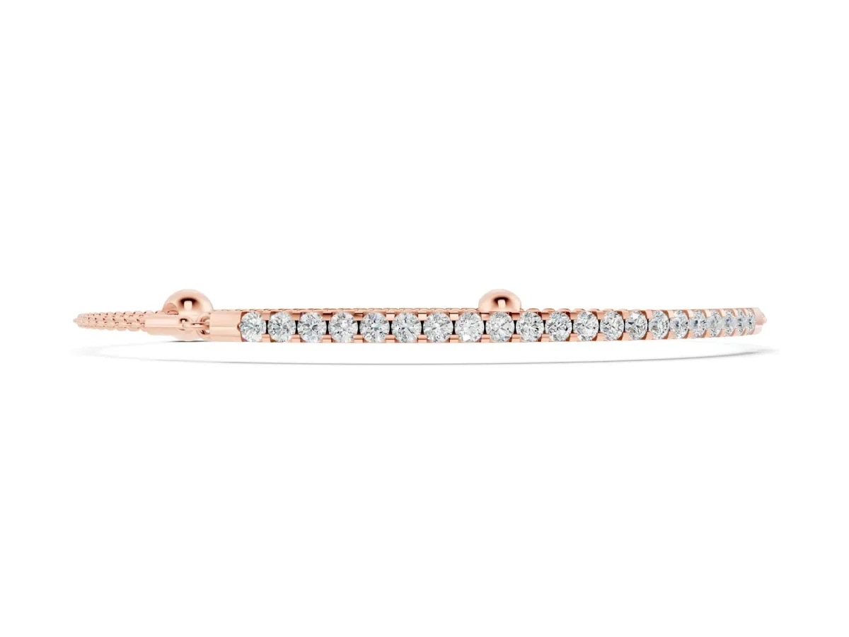 Pavé Round Diamond Chain Bracelet with Bezel Setting Rose gold