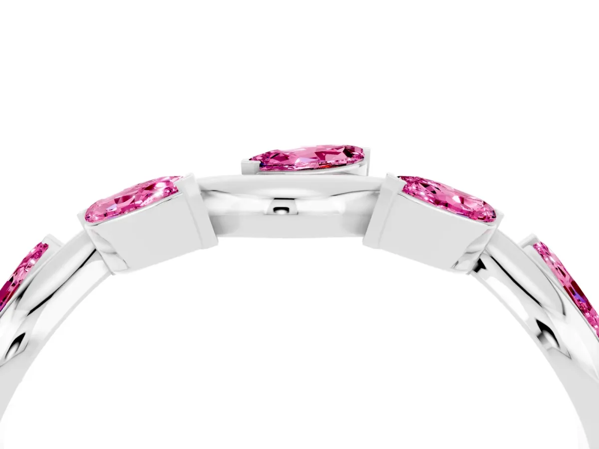 Marquise Pink Sapphire Twisted Band with Prong Setting Platinum