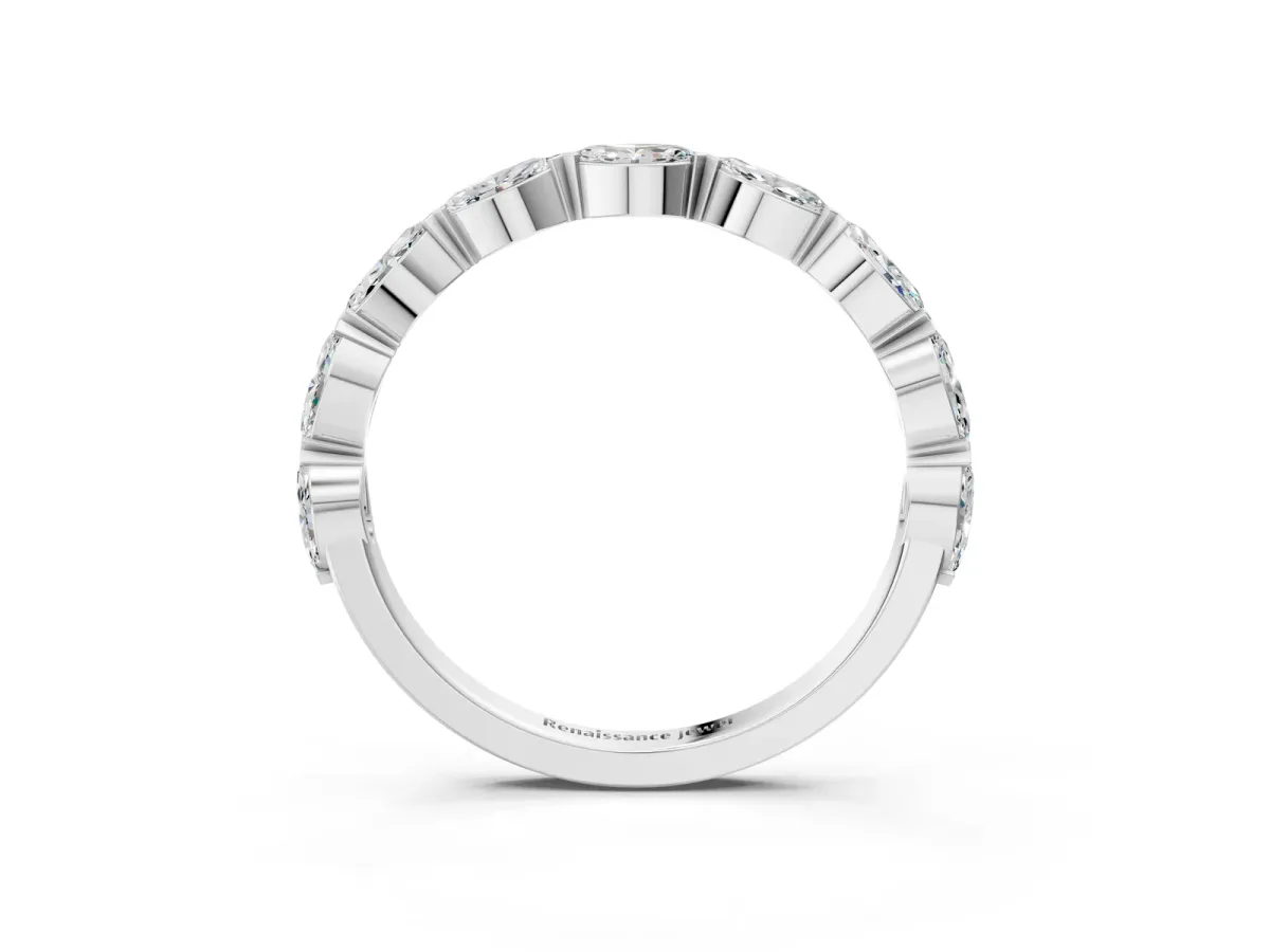 Marquise Diamond Eternity Band with Bezel Setting White gold