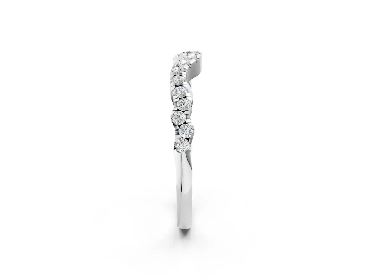Curved Pavé Round Diamond Eternity Band with U-Prong Setting Silver