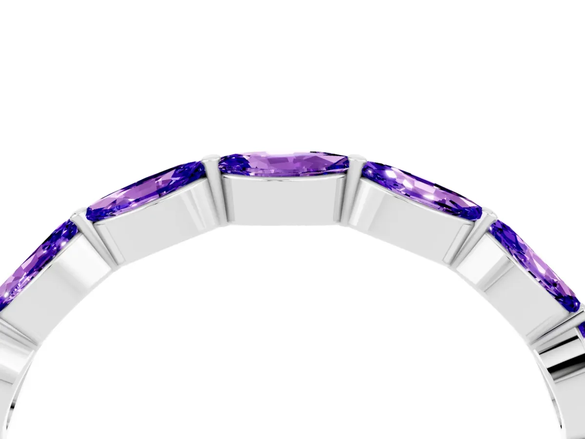 Marquise Tanzanite Half Eternity Band with Prong Setting White gold