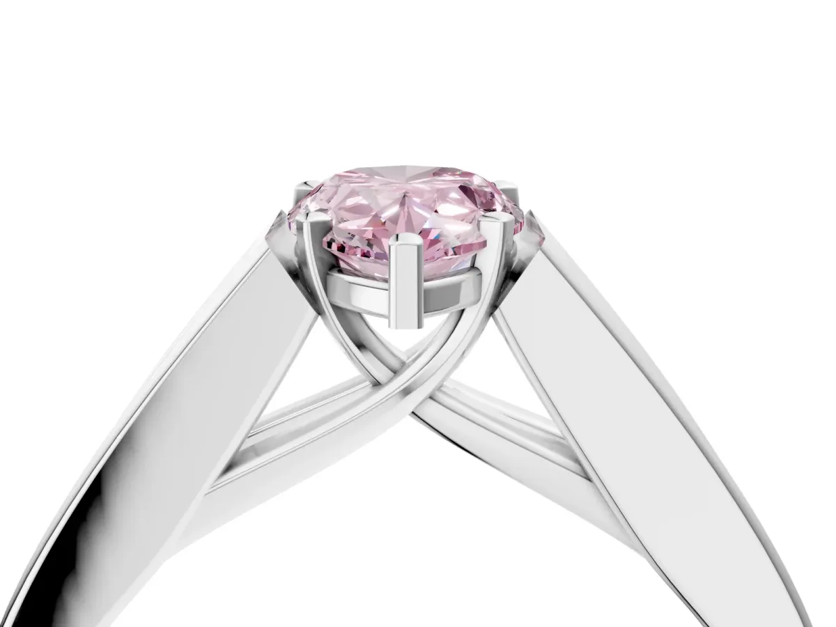 Fancy Pink Pear Cut Cut Channel Set Solitaire Ring with Four-Prong Setting Silver