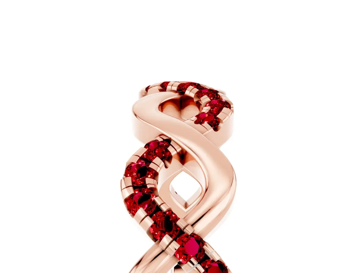 Twist Infinity Round Ruby Band with Pavé Setting Rose gold