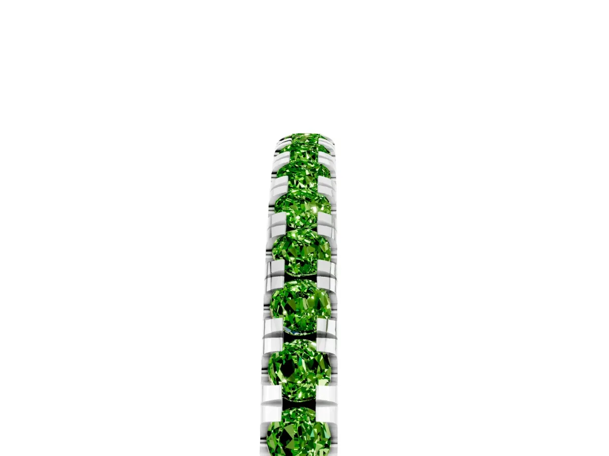 Pavé Round Peridot Half Eternity Band with Shared Prong Setting Silver