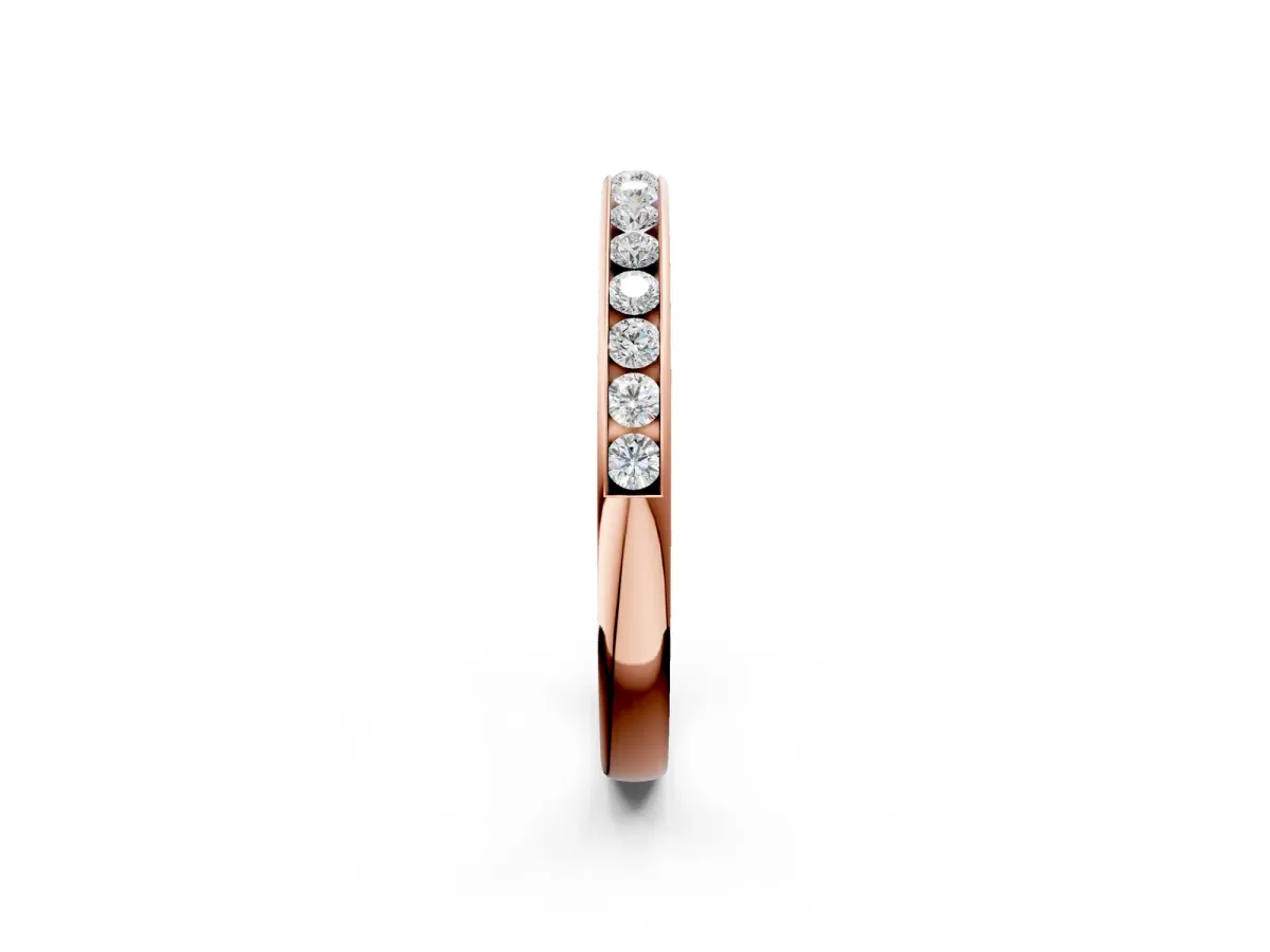 Round Cut Diamond Channel Set Eternity Band Rose gold