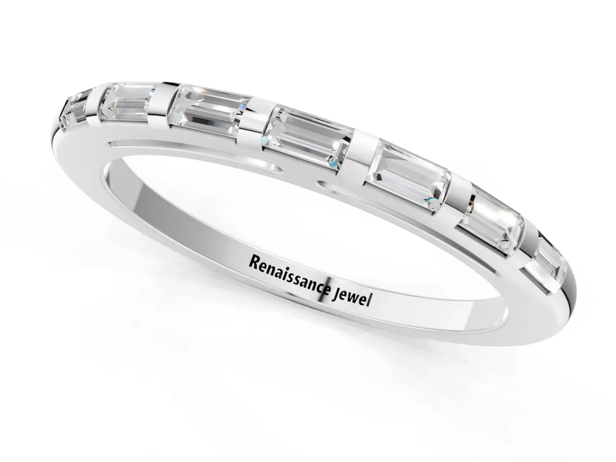 Channel Set Baguette Diamond Eternity Band White gold