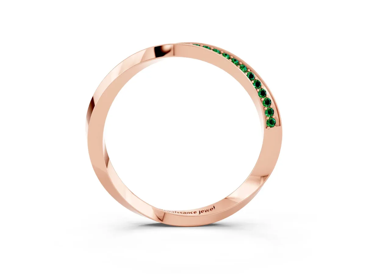 Pavé Round Emerald Twist Band Rose gold