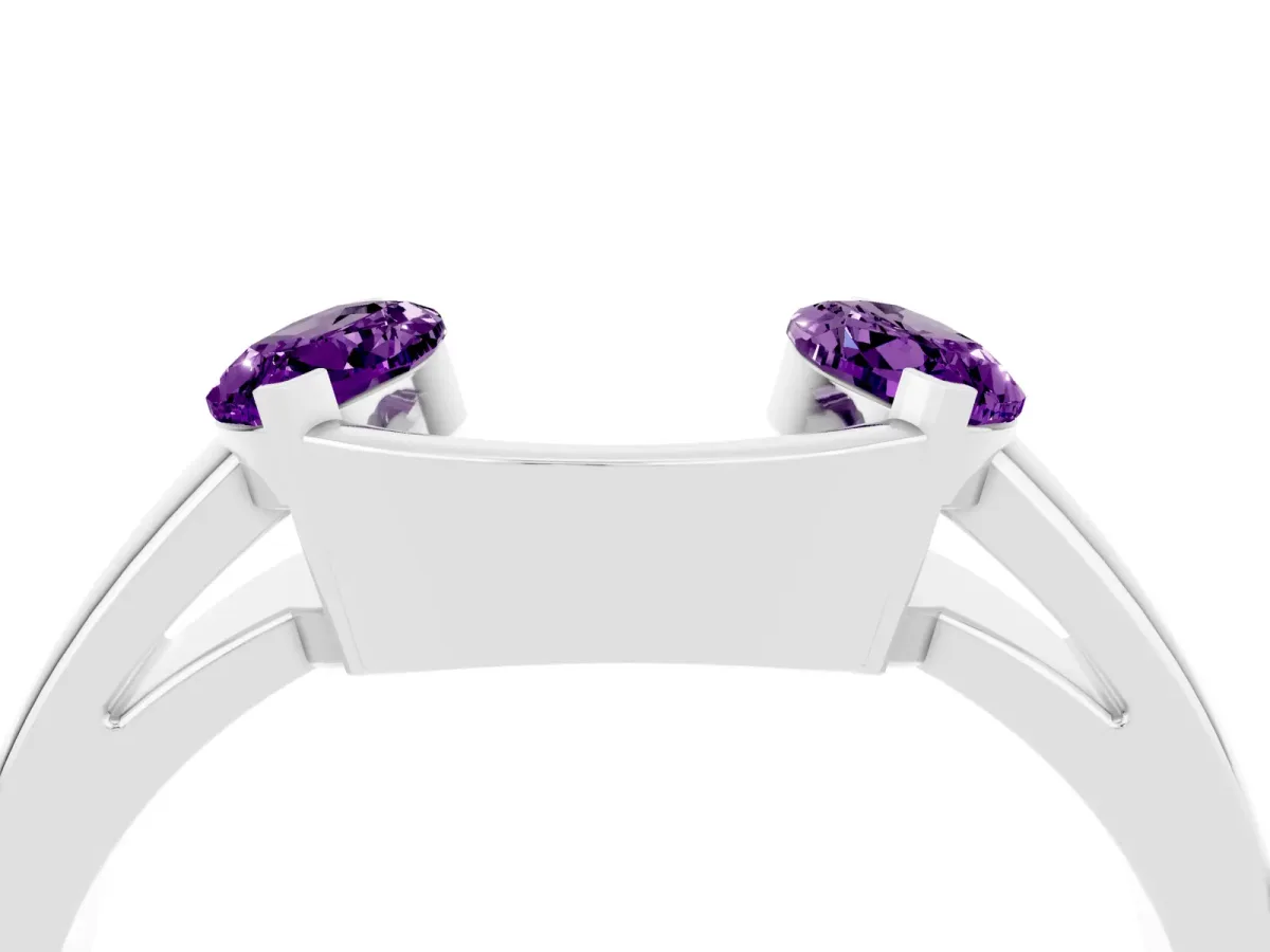 Marquise Amethyst Open Band Ring with Tension Setting White gold