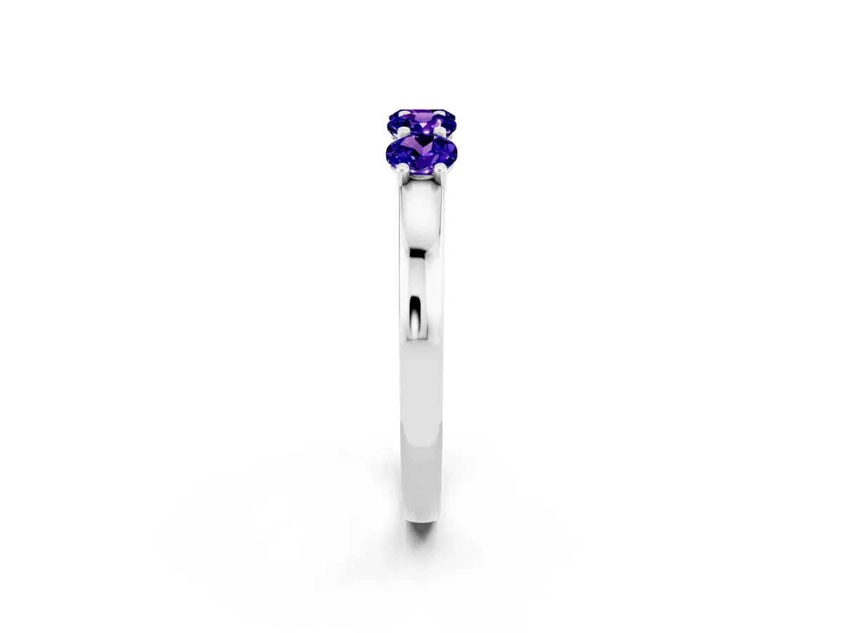 Four-Stone Round Tanzanite Prong-Set Band Platinum