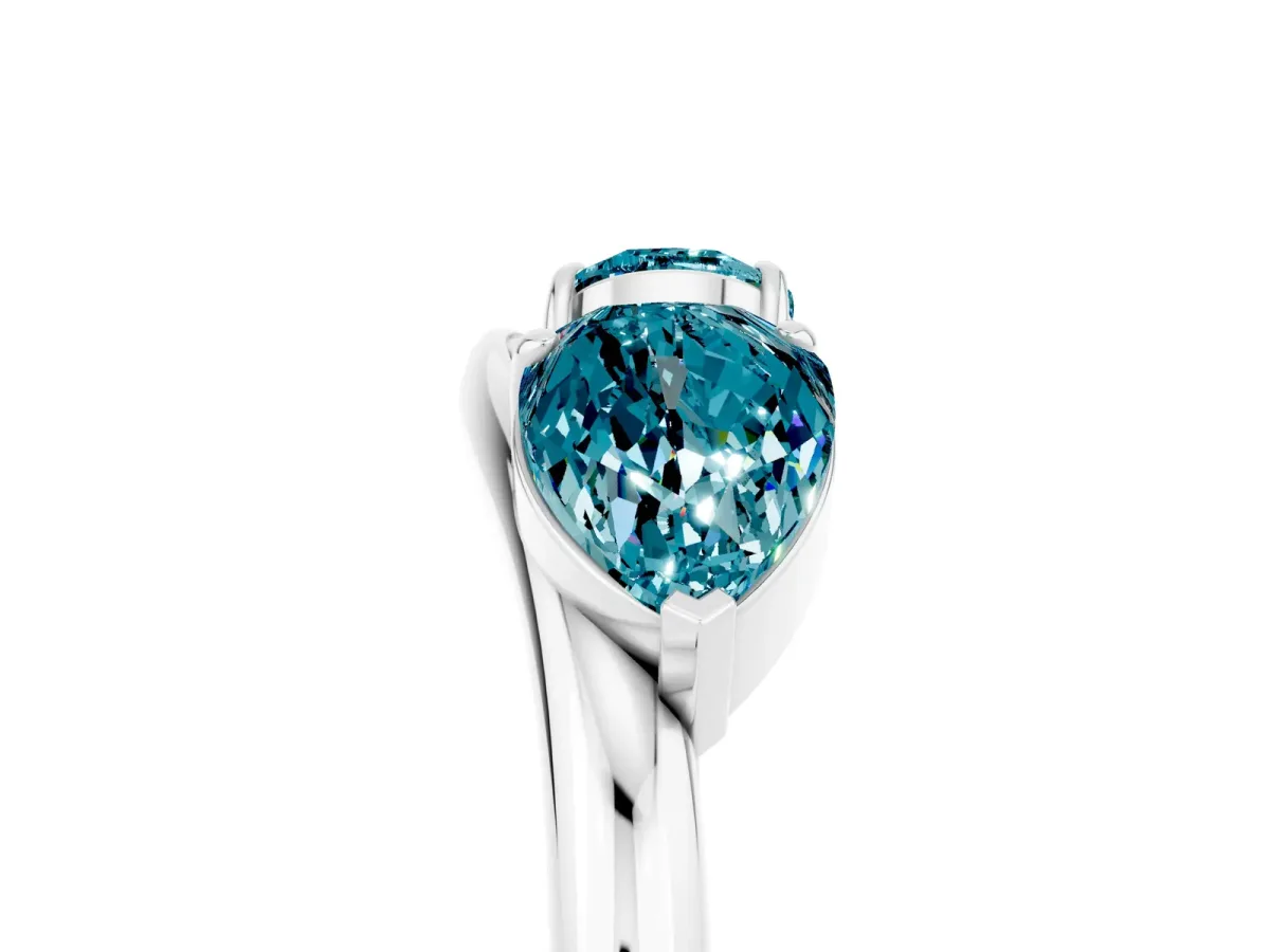 Two-Stone Pear Blue Topaz Bypass Ring with Prong Setting Platinum