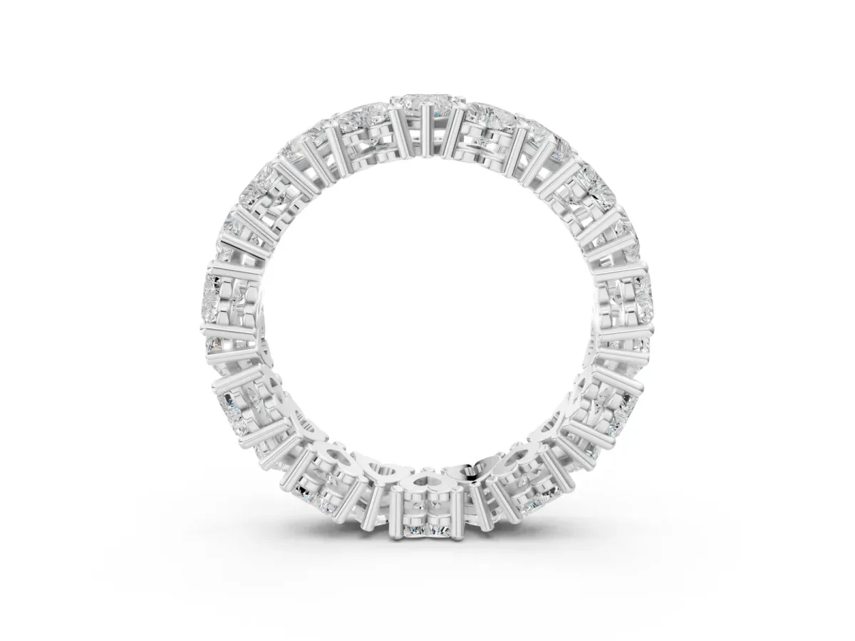 Heart Cut Eternity Band with Shared Prong Setting Silver
