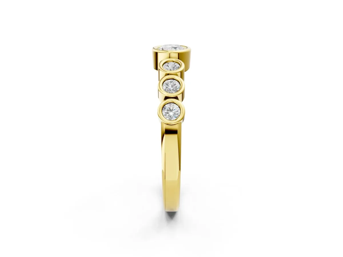 Bezel Set Oval Diamond Half Eternity Band Yellow gold