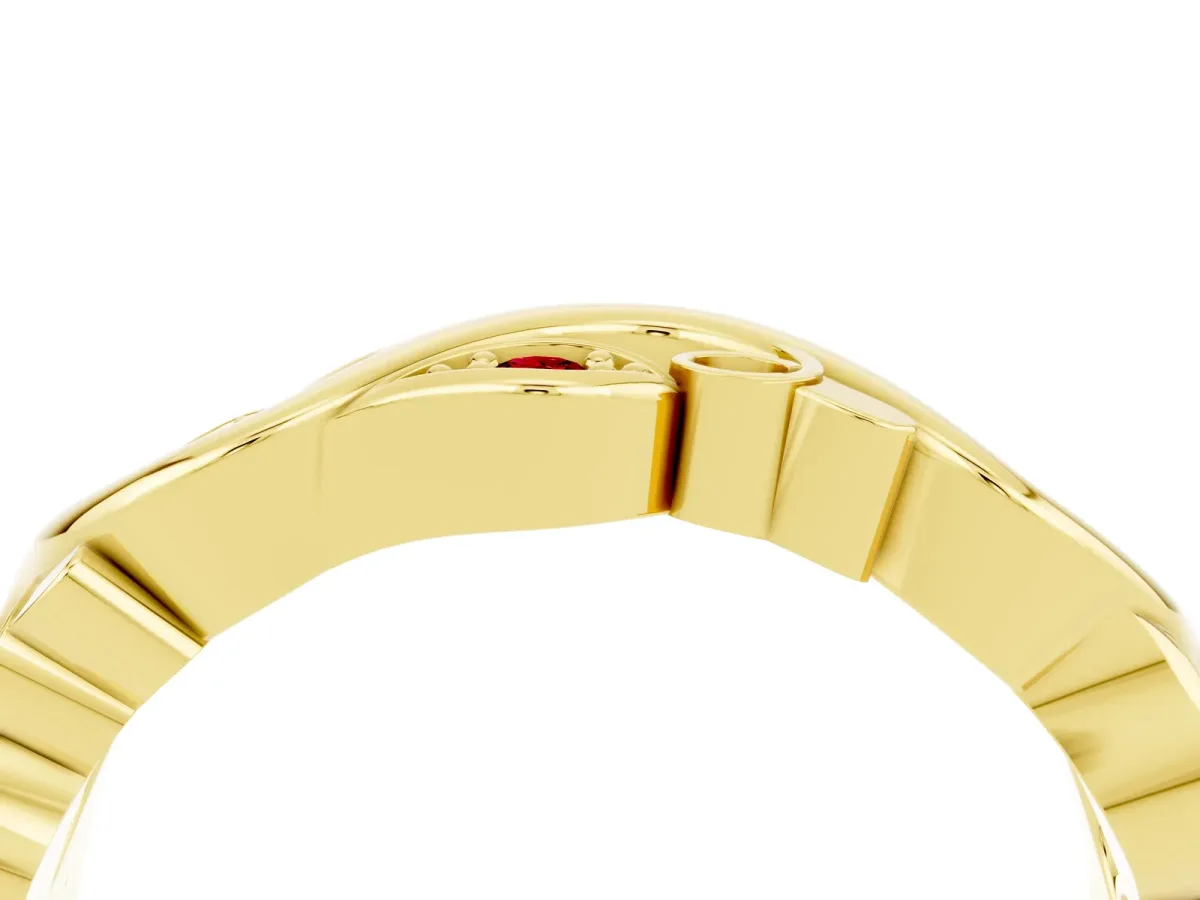 Marquise Ruby Vine Eternity Band with Bezel Setting Yellow gold