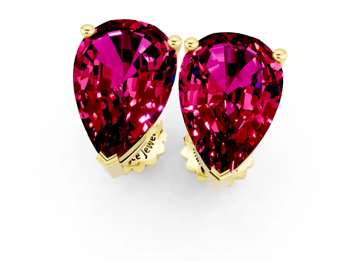 Pear Cut Garnet Stud Earrings Yellow gold