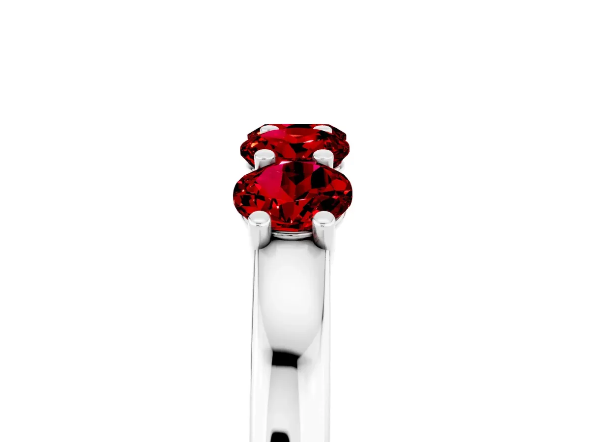 Four-Stone Round Ruby Prong-Set Band Silver