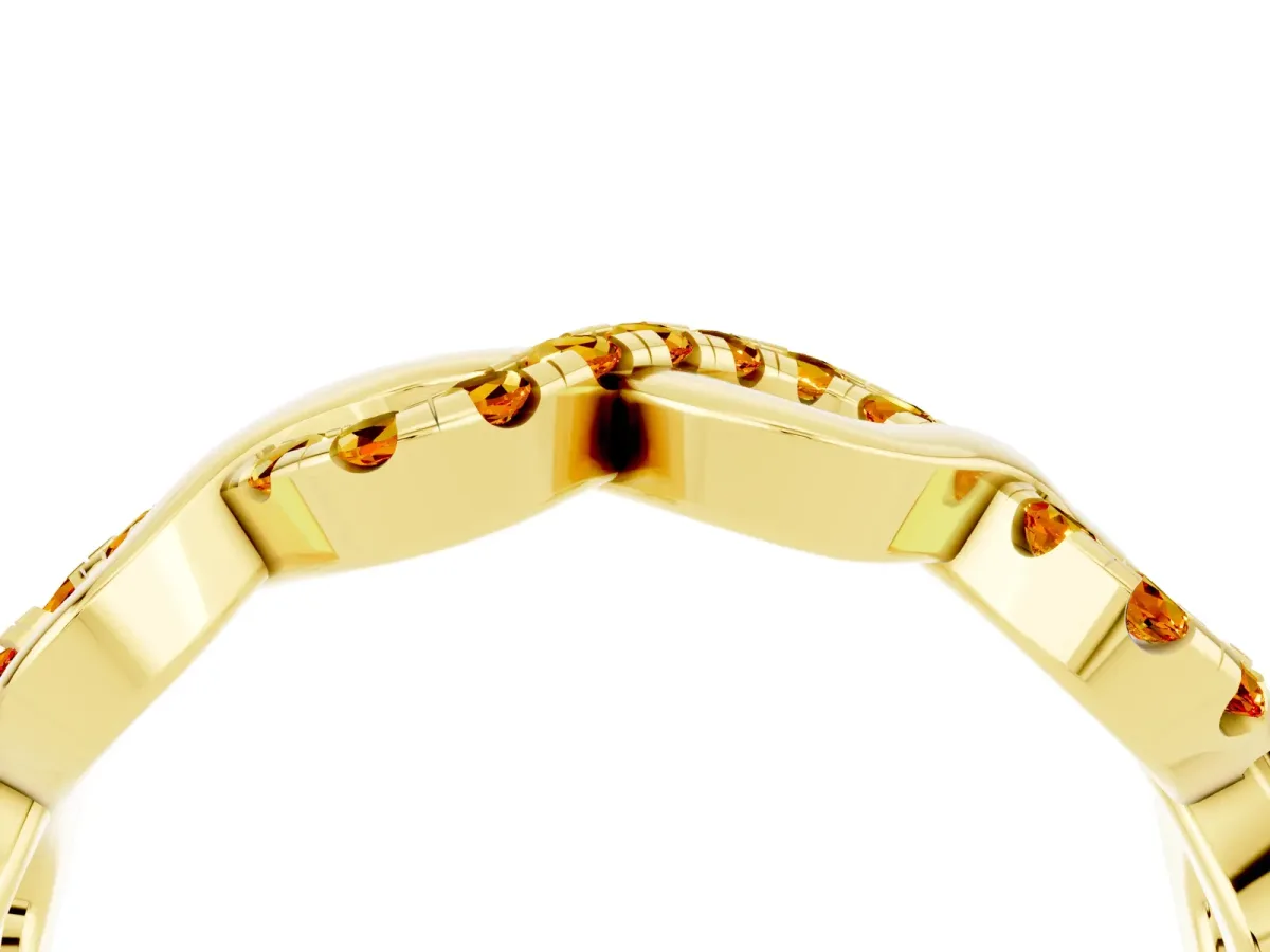 Twist Infinity Round Citrine Band with Pavé Setting Yellow gold