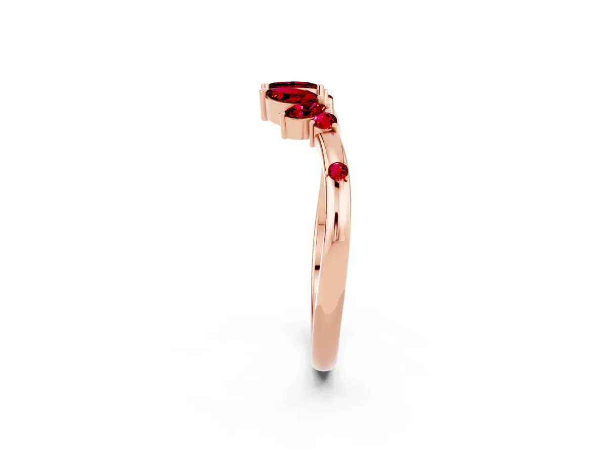 Open Marquise Cluster Ruby Band with Prong Setting Rose gold