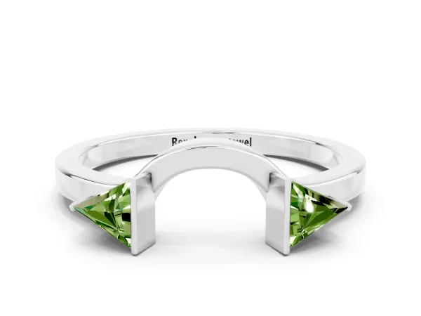 Trillion Peridot Open Band Ring with Bezel Setting Platinum