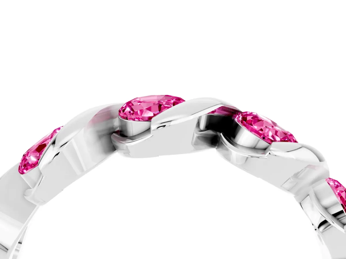 Round Pink Sapphire Wave Band with Channel Setting and Shared Prongs Platinum