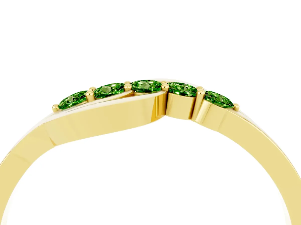 Five-Stone Round Peridot Crossover Band with Prong Setting Yellow gold