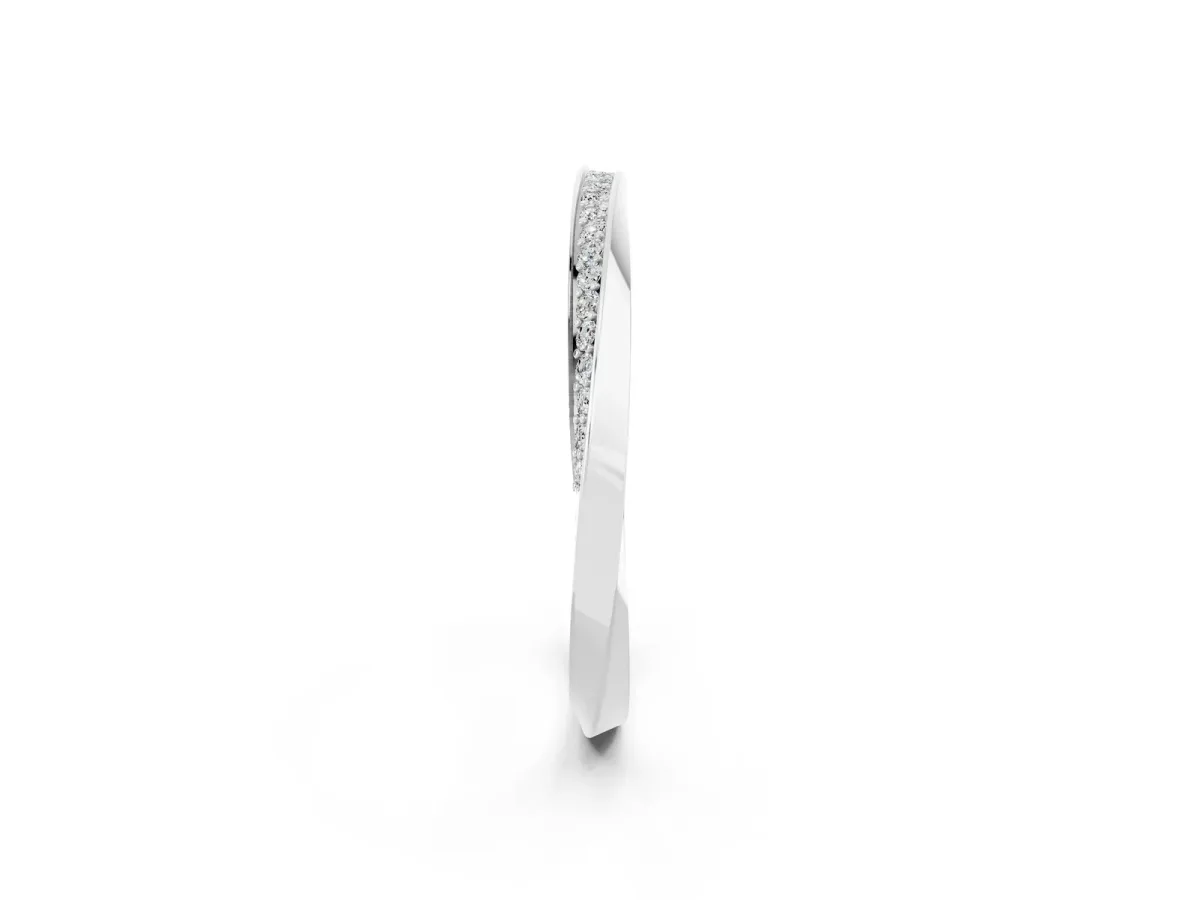 Pavé Round Moissanite Twist Band White gold