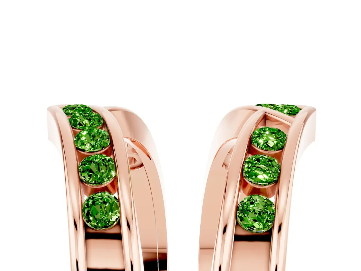 Round Peridot Channel-Set Chevron Band Rose gold