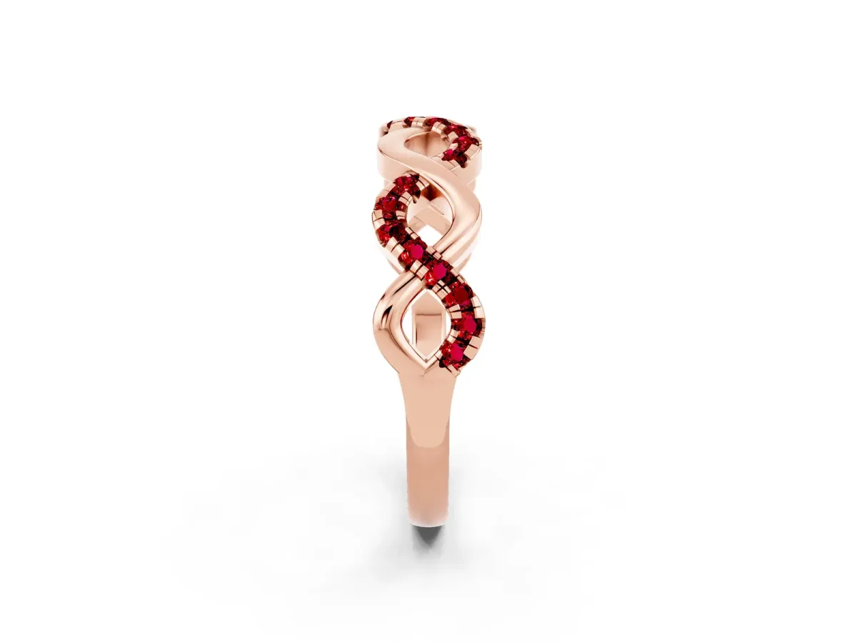 Twist Infinity Round Ruby Band with Pavé Setting Rose gold