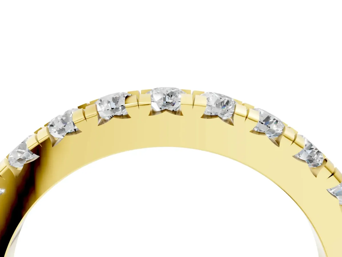 Round Diamond Half-Eternity Prong Set Band Yellow gold