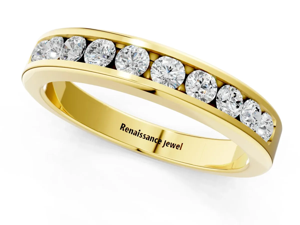 Channel-Set Round Diamond Eternity Band Yellow gold
