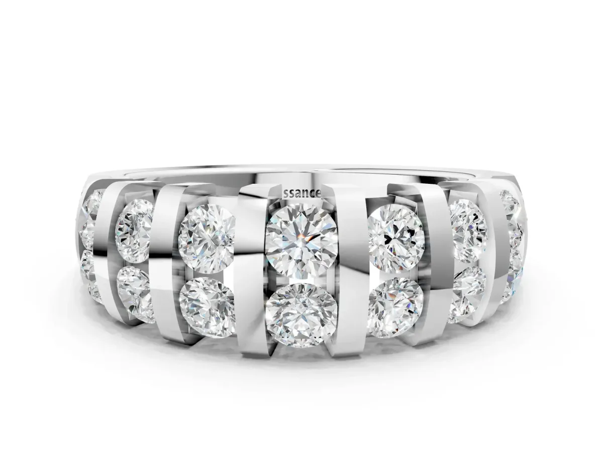 Channel-Set Round Diamond Multi-Row Band Platinum