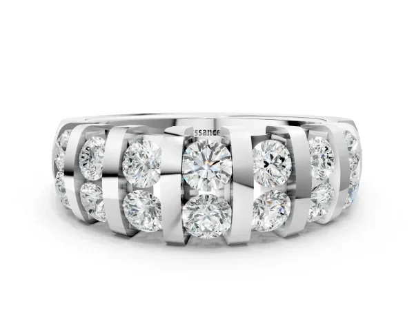 Channel-Set Round Diamond Multi-Row Band White gold