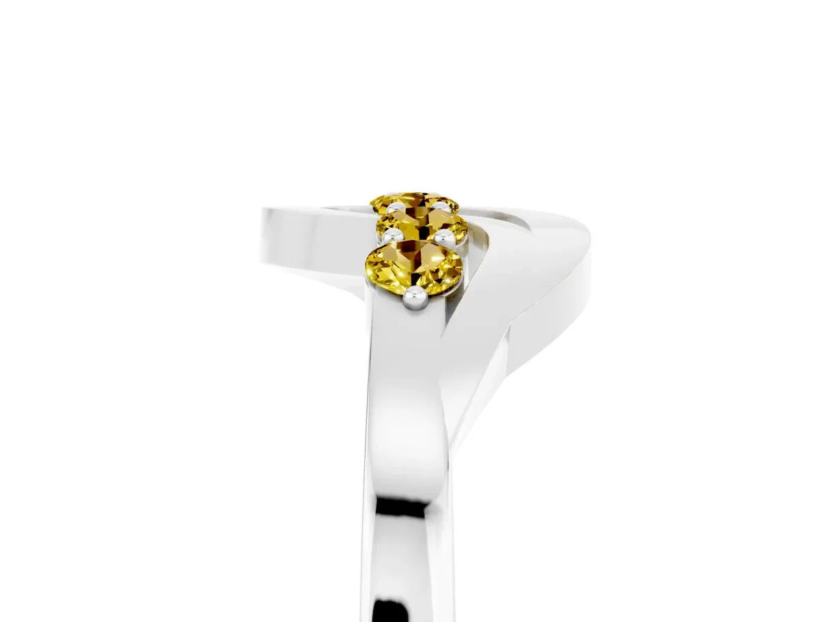 Five-Stone Round Yellow Sapphire Crossover Band with Prong Setting Platinum